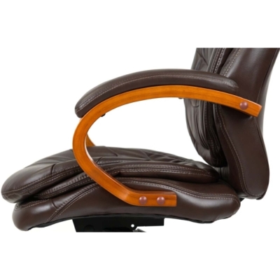 Кресло АКЛАС Валенсия Soft EX MB (Кожа LC-K Dark brown/PU Dark brown)