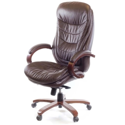 Кресло АКЛАС Валенсия Soft EX MB (Кожа LC-K Dark brown)