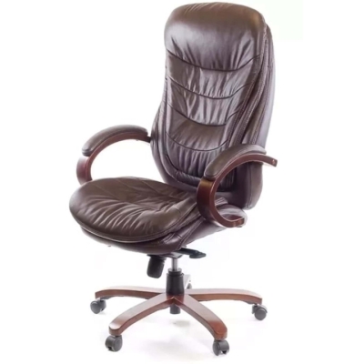 Кресло АКЛАС Валенсия Soft EX MB (Кожа LC-K Dark brown/PU Dark brown)