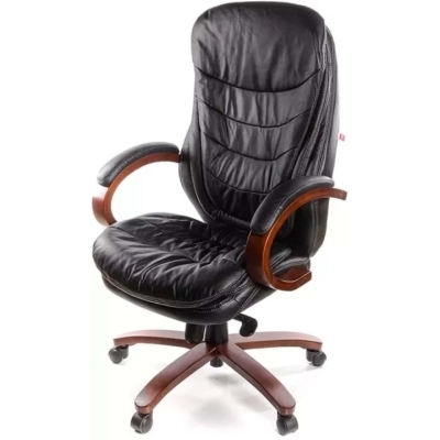 Кресло АКЛАС Валенсия Soft EX MB (Кожа LC-A Black/PU Black)