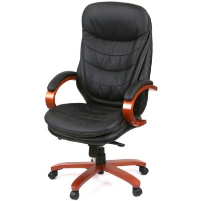 Кресло АКЛАС Валенсия Soft EX MB (Кожа LC-A Black/PU Black)