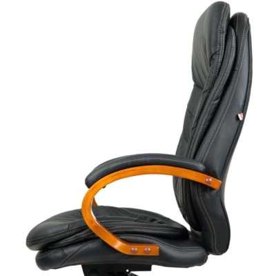 Кресло АКЛАС Валенсия Soft EX MB (Кожа LC-A Black/PU Black)