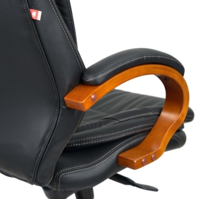 Кресло АКЛАС Валенсия Soft EX MB (Кожа LC-A Black/PU Black)