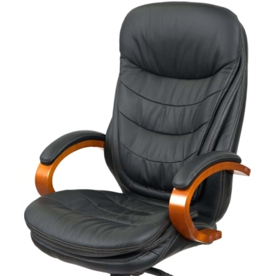 Кресло АКЛАС Валенсия Soft EX MB (Кожа LC-A Black/PU Black)