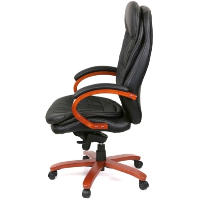 Кресло АКЛАС Валенсия Soft EX MB (Кожа LC-A Black/PU Black)