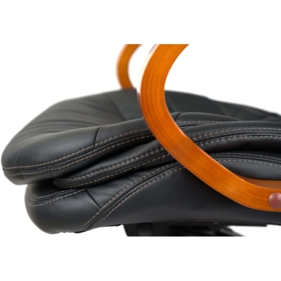 Кресло АКЛАС Валенсия Soft EX MB (Кожа LC-A Black/PU Black)