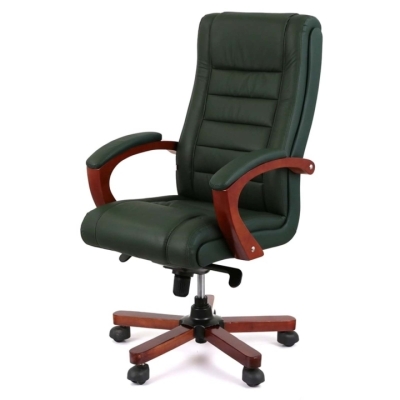 Кресло АКЛАС Гаспар ЕХ МB (Кожа Lux LC Green/PU Green)