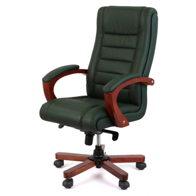 Кресло АКЛАС Гаспар ЕХ МB (Кожа Lux LC Green/PU Green)