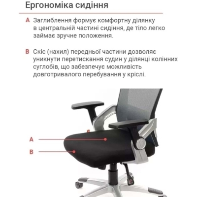 Кресло офисное АКЛАС Прима PL HR ANF (Черный/Серый)