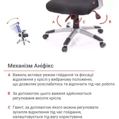 Кресло АКЛАС Прима PL HR ANF (Черный/Синий)