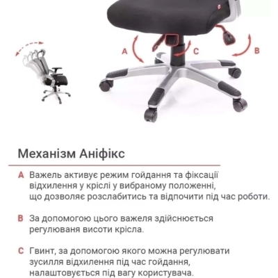 Кресло АКЛАС Прима PL HR ANF (Черный/Черный)