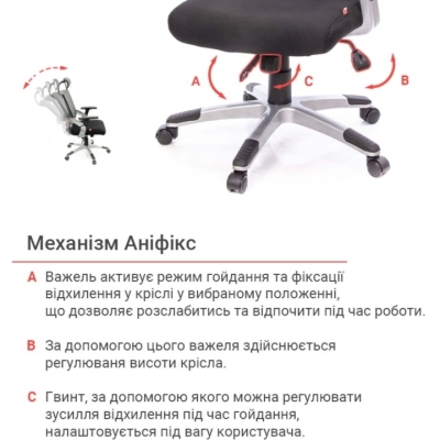 Кресло АКЛАС Прима PL HR ANF (Черный/Черный)