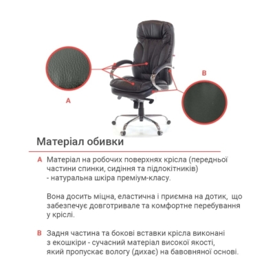 Кресло АКЛАС Тироль CH MB (Кожа LC-A Black/PU Black)