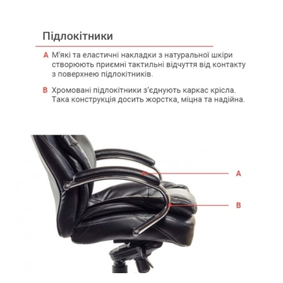 Кресло АКЛАС Флорида CH MB (Кожа LC-A Black/PU Black)