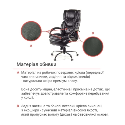 Кресло АКЛАС Флорида CH MB (Кожа LC-A Black/PU Black)