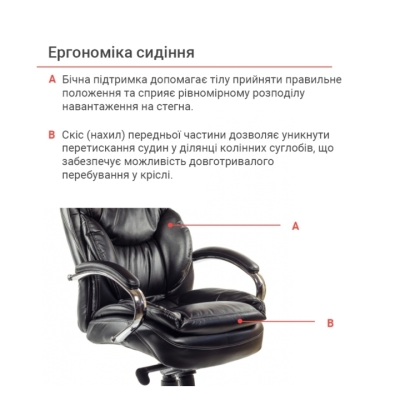 Кресло АКЛАС Флорида CH MB (Кожа LC-A Black/PU Black)