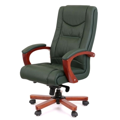 Кресло АКЛАС Артур EX MB (Кожа Lux LC Green/PU Green)
