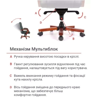 Кресло АКЛАС Артур EX MB (Кожа Lux LC Green/PU Green)