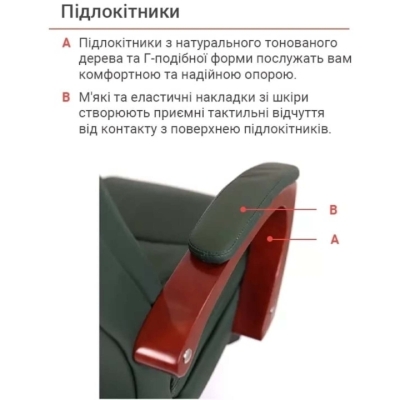Кресло АКЛАС Артур EX MB (Кожа Lux LC Green/PU Зеленый)