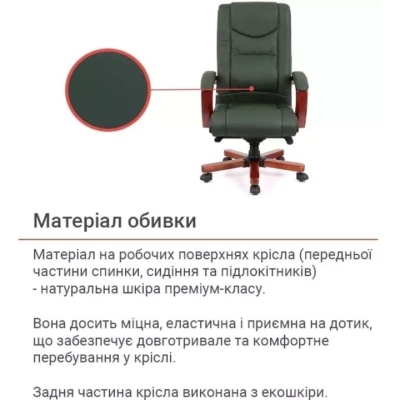 Кресло АКЛАС Артур EX MB (Кожа Lux LC Green/PU Зеленый)