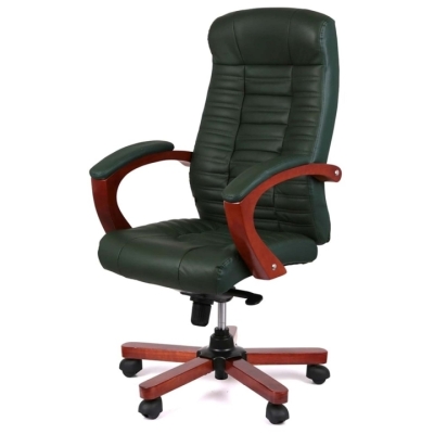 Кресло АКЛАС Атлант EX MB (Кожа Lux LC Green/PU Green)