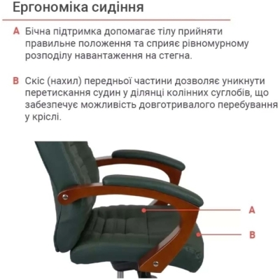 Кресло АКЛАС Атлант EX MB (Кожа Lux LC Green/PU Зеленый)