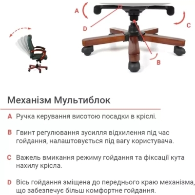 Кресло АКЛАС Атлант EX MB (Кожа Lux LC Green/PU Green)