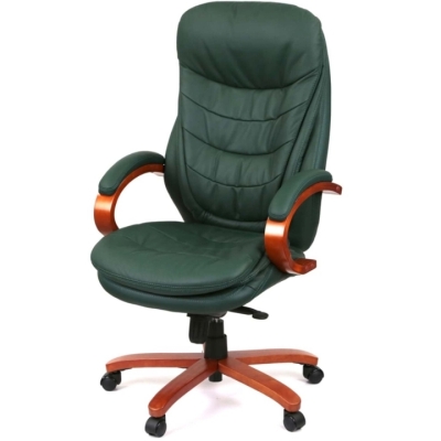 Кресло АКЛАС Валенсия Soft EX MB (Кожа Lux LC Green/PU Green)