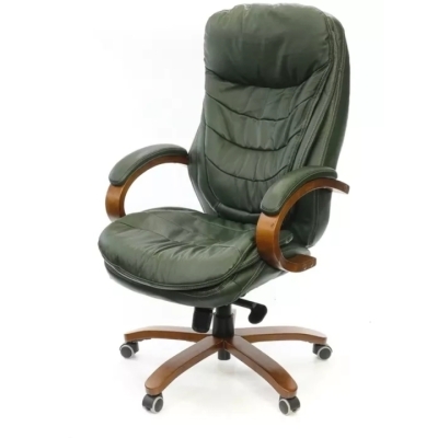 Кресло АКЛАС Валенсия Soft EX MB (Кожа Lux LC Green/PU Зеленый)
