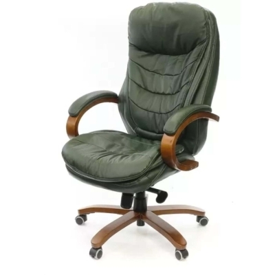 Кресло АКЛАС Валенсия Soft EX MB (Кожа Lux LC Green)