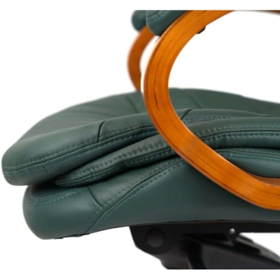 Кресло АКЛАС Валенсия Soft EX MB (Кожа Lux LC Green/PU Green)