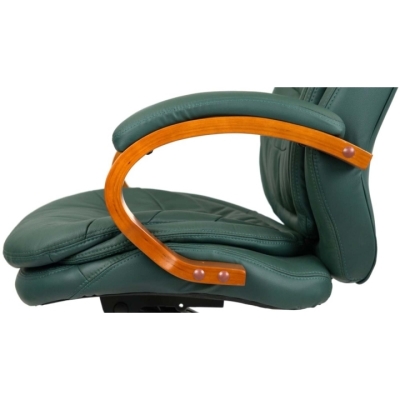 Кресло АКЛАС Валенсия Soft EX MB (Кожа Lux LC Green/PU Green)