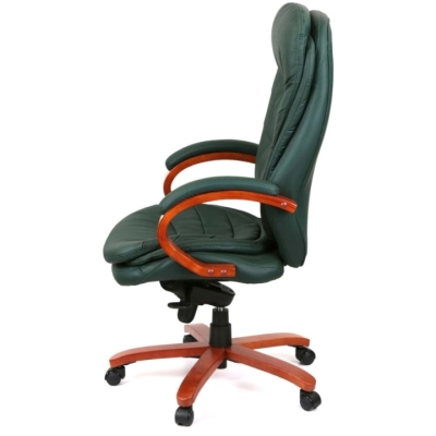 Кресло АКЛАС Валенсия Soft EX MB (Кожа Lux LC Green/PU Green)