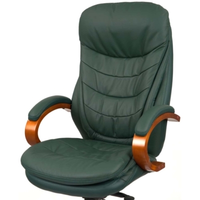 Кресло АКЛАС Валенсия Soft EX MB (Кожа Lux LC Green/PU Green)