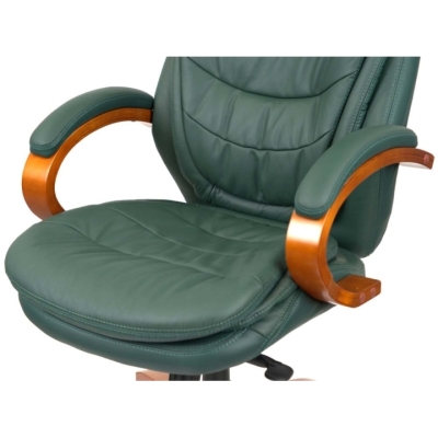 Кресло АКЛАС Валенсия Soft EX MB (Кожа Lux LC Green/PU Green)