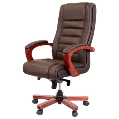 Кресло АКЛАС Гаспар ЕХ МB (Кожа LC-K Dark brown/PU Dark brown)