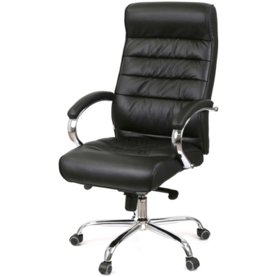 Кресло АКЛАС Камиль CH MB (Кожа LC-A Black/PU Black)