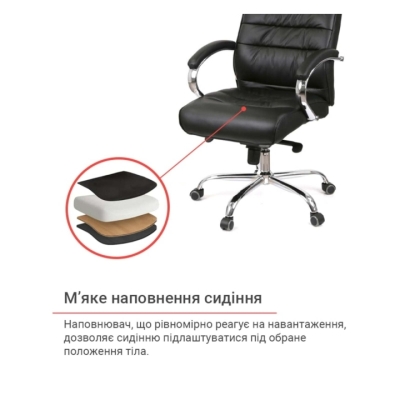 Кресло АКЛАС Камиль CH MB (Кожа LC-A Black/PU Black)