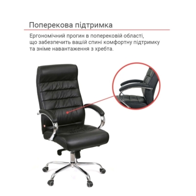 Кресло АКЛАС Камиль CH MB (Кожа LC-A Black/PU Black)