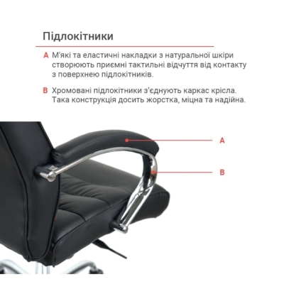 Кресло АКЛАС Камиль CH MB (Кожа LC-A Black/PU Black)
