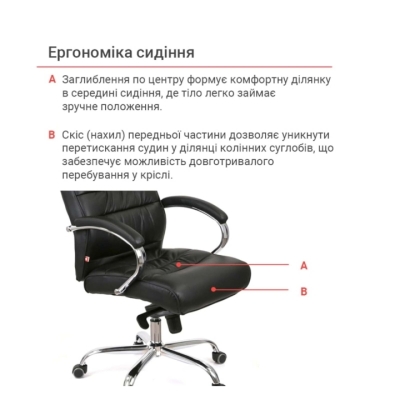Кресло АКЛАС Камиль CH MB (Кожа LC-A Black/PU Black)