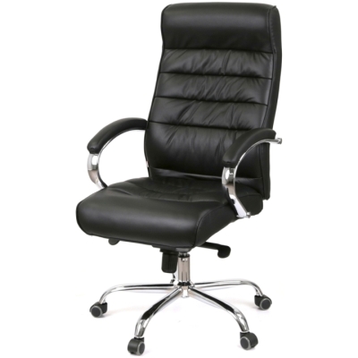 Кресло АКЛАС Камиль CH MB (Кожа LC-A Black/PU Black)