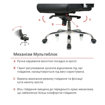 Кресло АКЛАС Камиль CH MB (Кожа LC-A Black/PU Black)