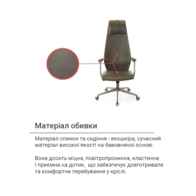 Кресло АКЛАС Ронин CH TILT (PU Wax 424 Черно-серый)