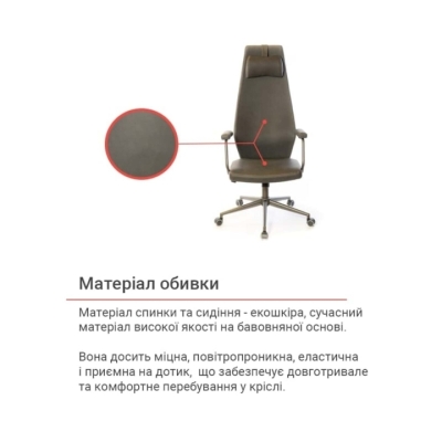 Кресло АКЛАС Ронин CH TILT (PU Wax 424 Черно-серый)