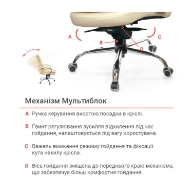 Кресло АКЛАС Флорида CH MB (Кожа LC-F Beige/PU Beige)