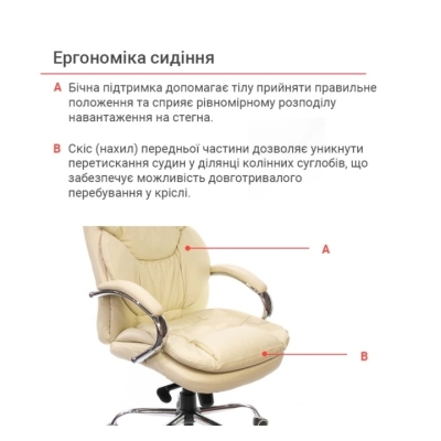 Кресло АКЛАС Флорида CH MB (Кожа LC-F Beige/PU Beige)