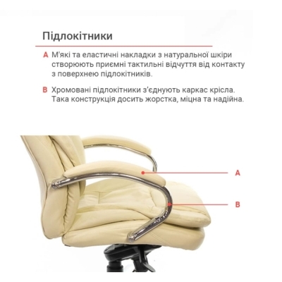 Кресло АКЛАС Флорида CH MB (Кожа LC-F Beige/PU Beige)