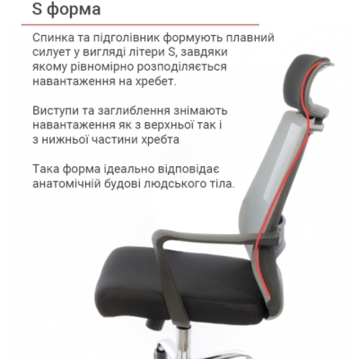 Кресло АКЛАС Крокус CH TILT Черное с серым