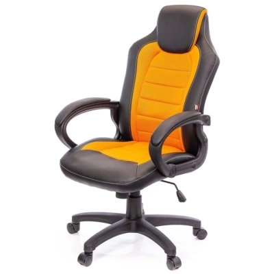 Кресло геймерское АКЛАС Астон PL TILT подростковое (Черный PU/Оранжевый)